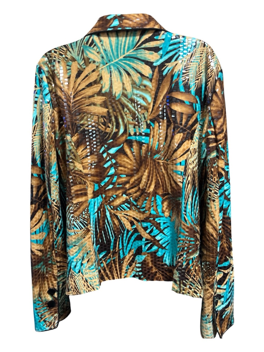 CLARA S (Clara Sunwoo) Tropical Sequin-Wet Look Jacket - Picture 4 of 6